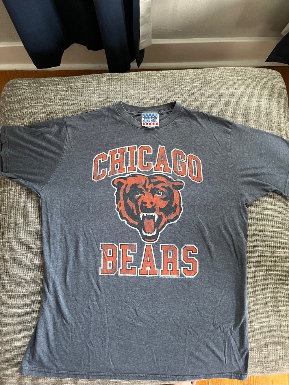 Junk Food Clothing Chicago Bears Charcoal Blue Tee with Orange Logo